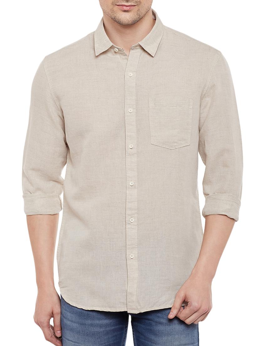 beige cotton casual shirt - 13834890 -  Zoom Image - 0