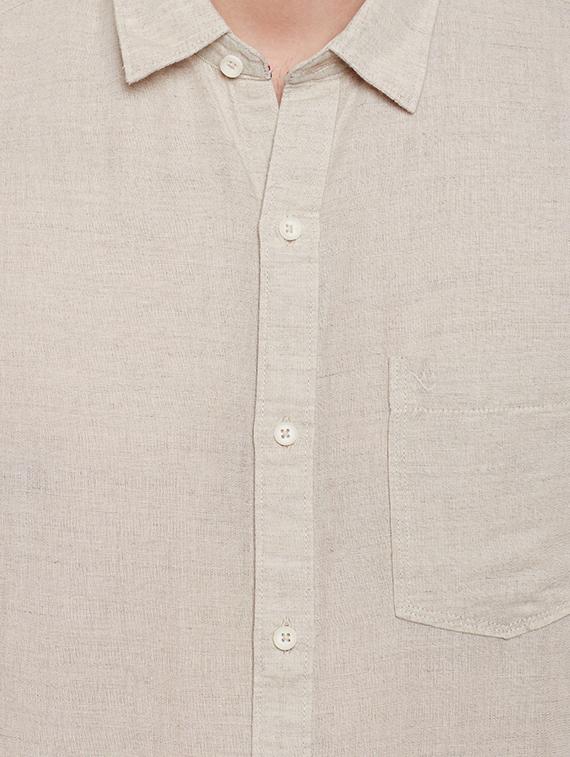 beige cotton casual shirt - 13834890 - Standard Image - 3