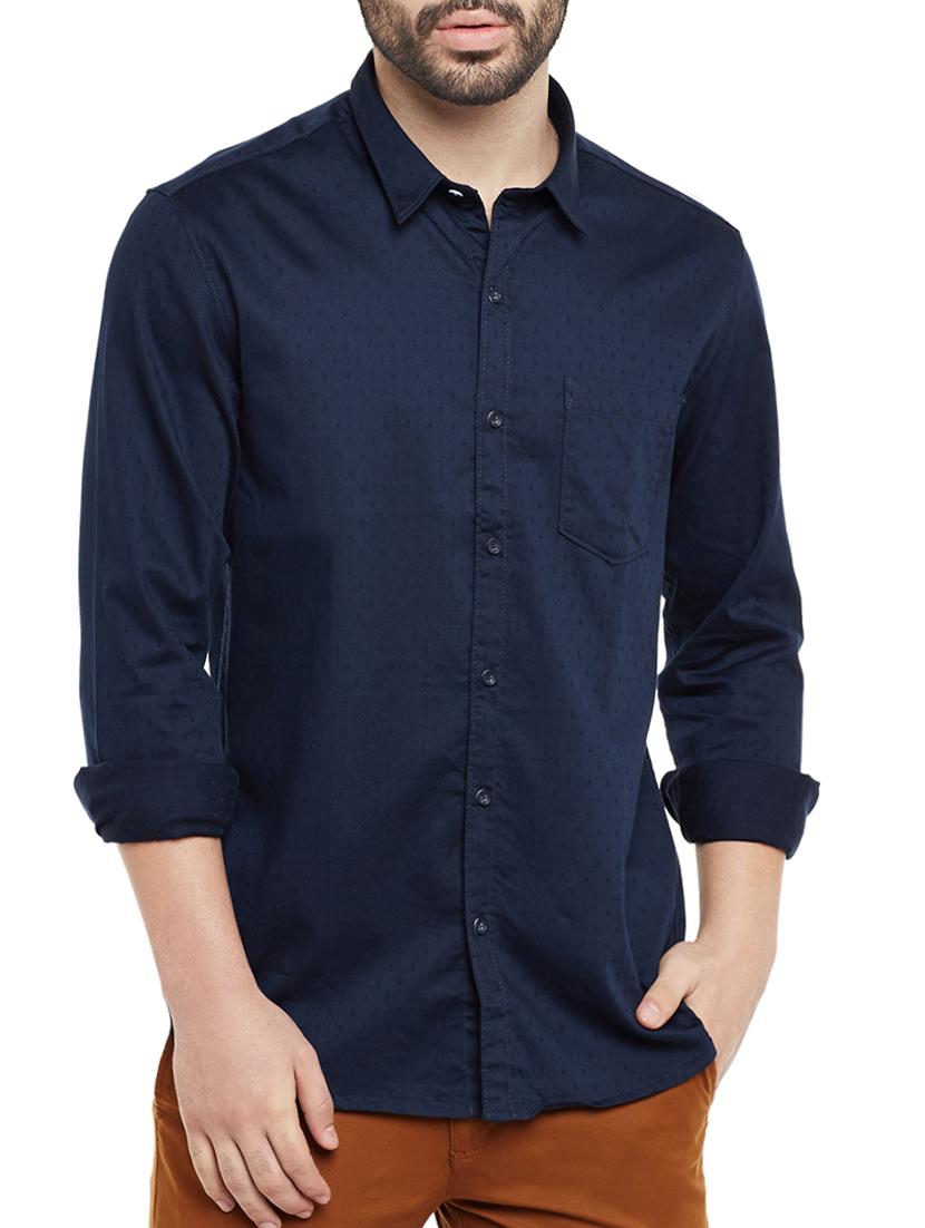 blue cotton casual shirt - 13834903 -  Zoom Image - 0