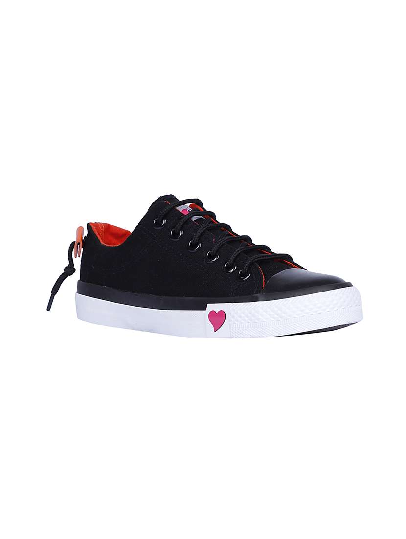 black canvas laceup sneakers