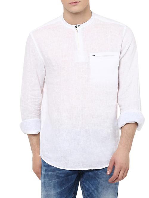 solid white cotton kurta - 13835725 -  Standard Image - 0