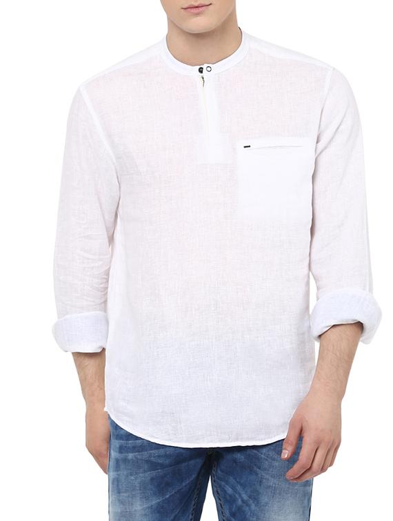 solid white cotton kurta - 13835725 -  Zoom Image - 0
