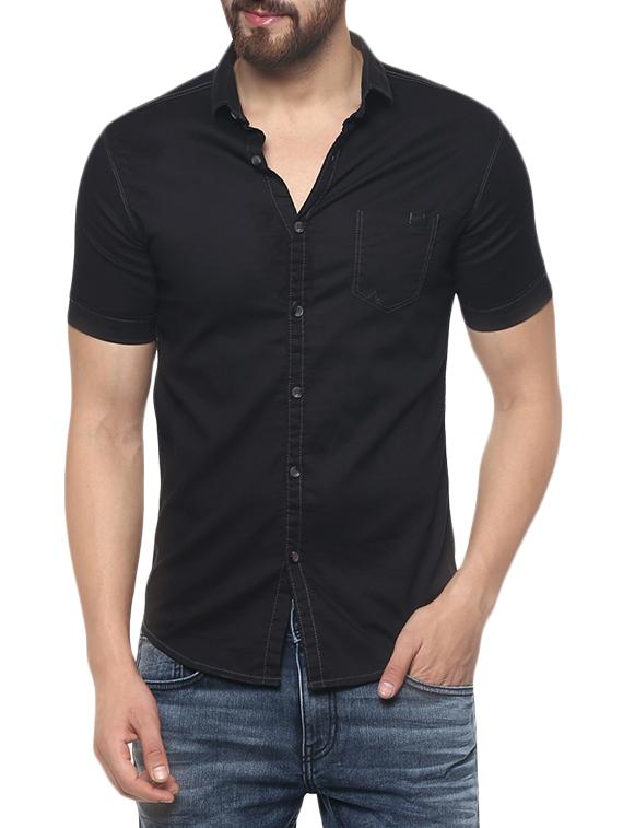 black cotton casual shirt - 13835740 -  Zoom Image - 0