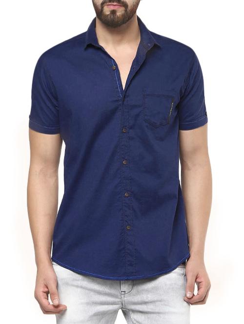 blue cotton casual shirt - 13835741 -  Standard Image - 0