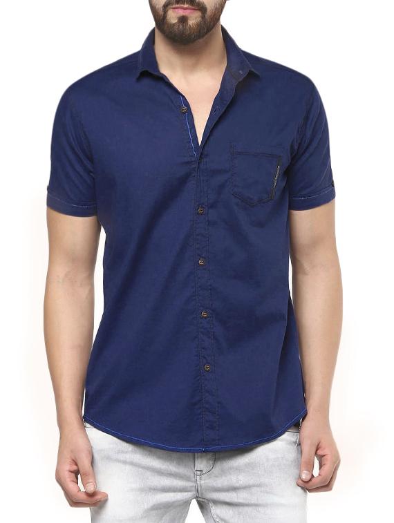 blue cotton casual shirt - 13835741 -  Zoom Image - 0