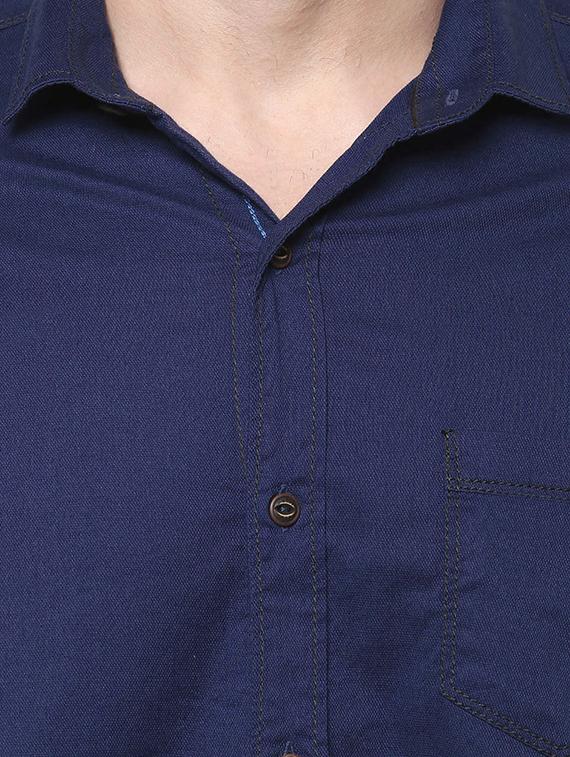 blue cotton casual shirt - 13835741 - Standard Image - 3