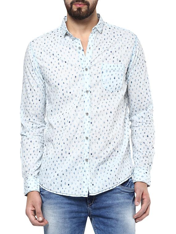 blue cotton casual shirt - 13835765 - Zoom Image - 0