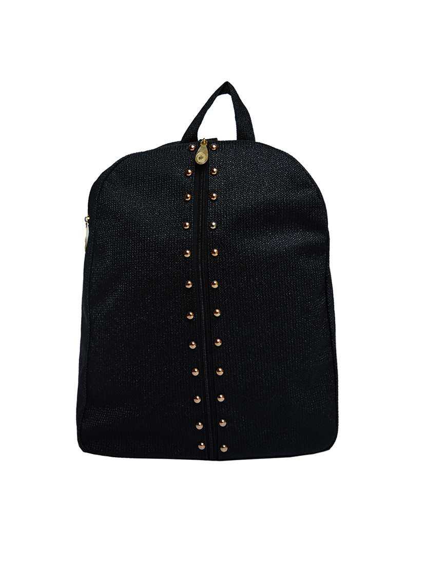 black leatherette fashion backpack