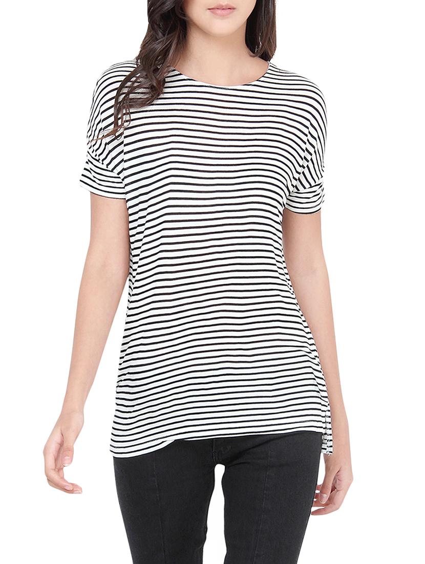 white striped cotton regular top