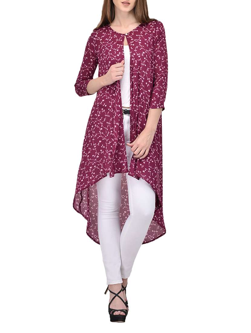 printed purple shrug with high low hem - 13842741 -  Zoom Image - 0