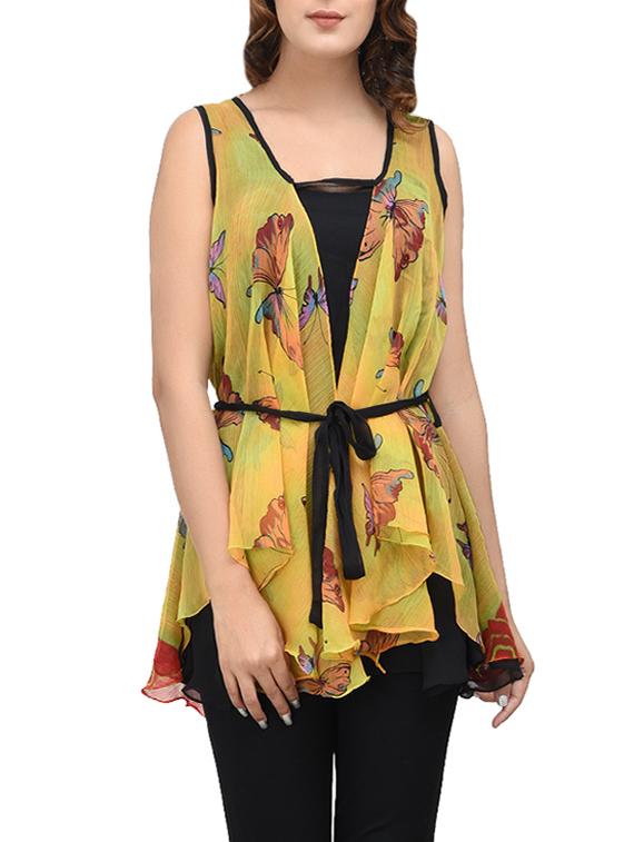 yellow chiffon top with high low hem - 13843047 - Zoom Image - 0