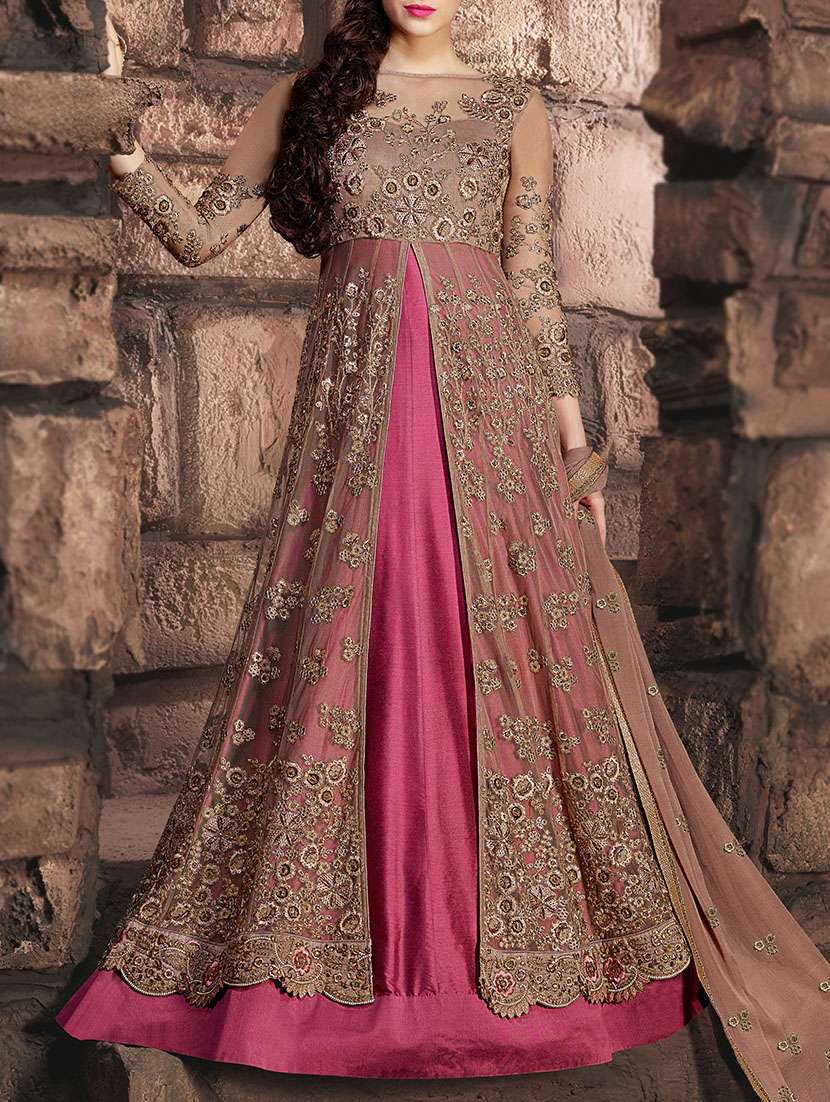 pink net unstitched suit