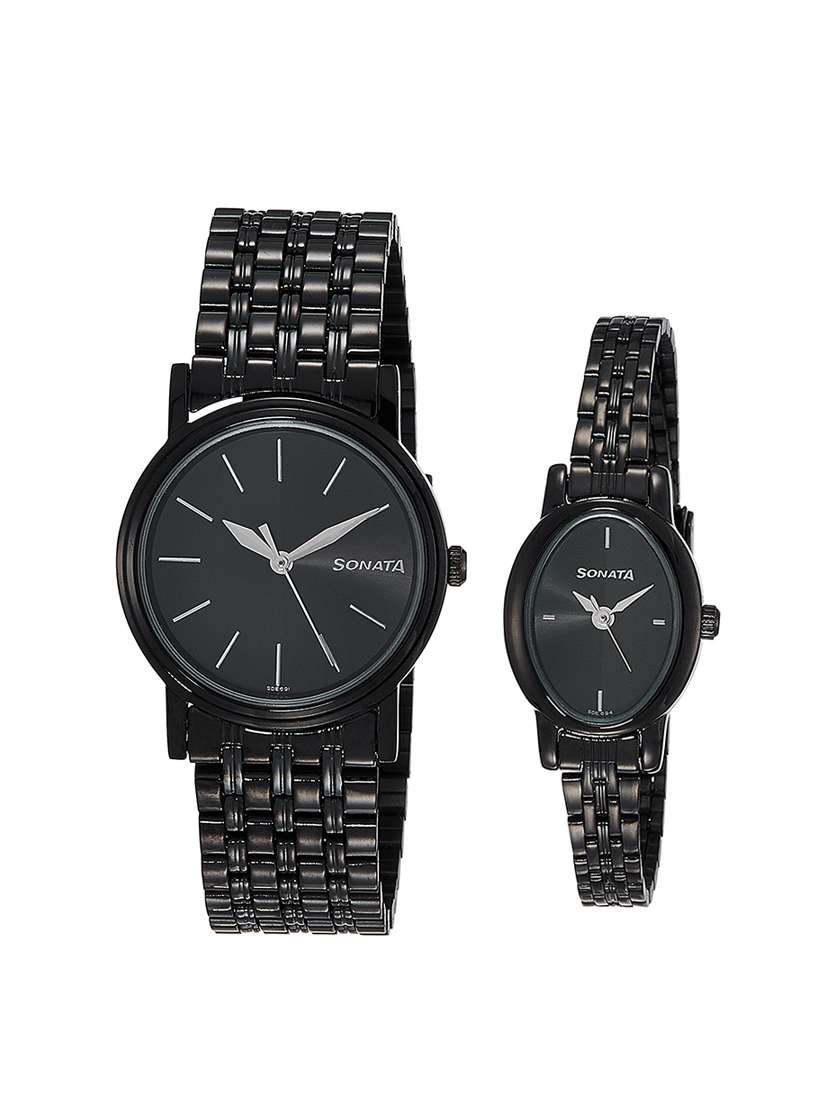 Buy online Sonata Black Dial Analog Couple Watch 11418100nm01