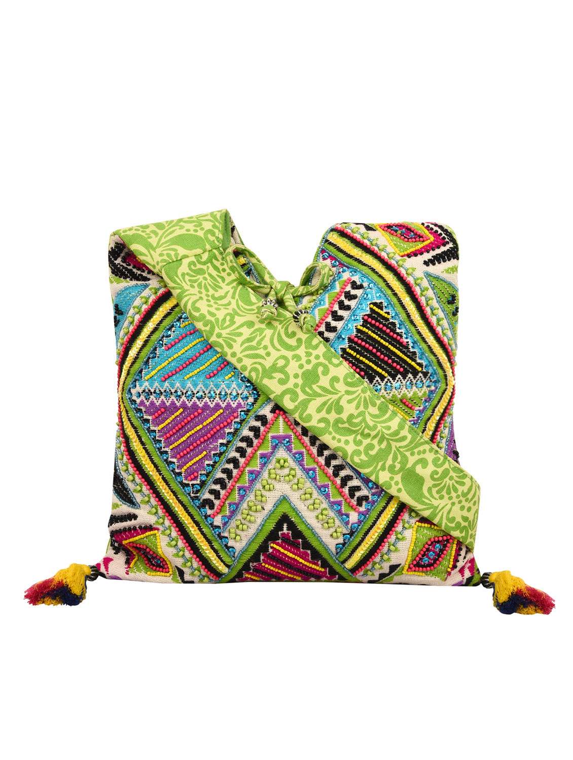 green canvas handbag