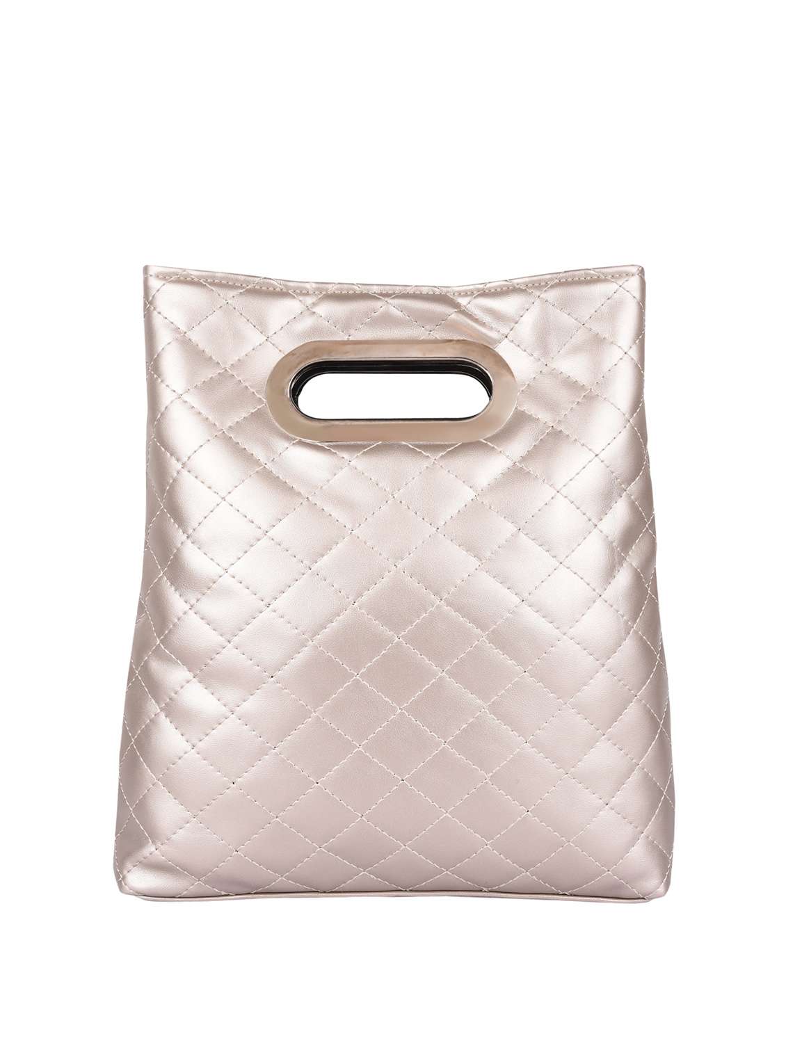 metallic leatherette regular handbag
