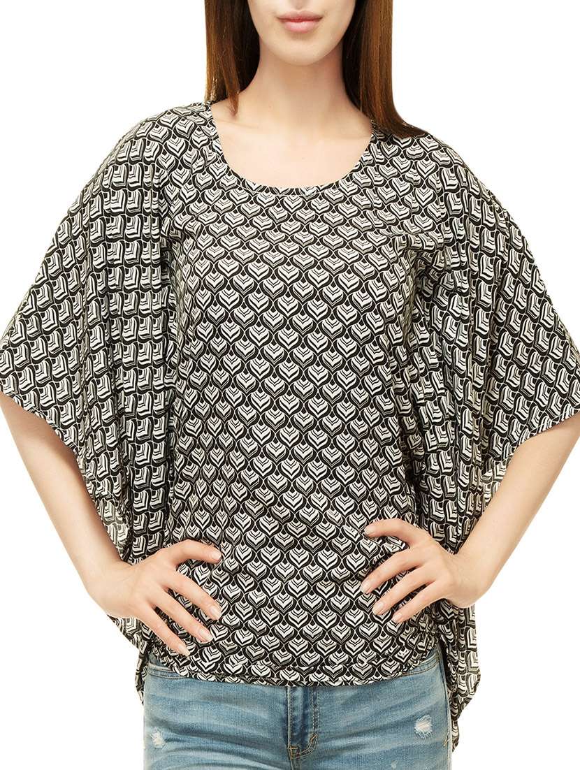 black printed crepe kaftan - 13849893 -  Zoom Image - 0