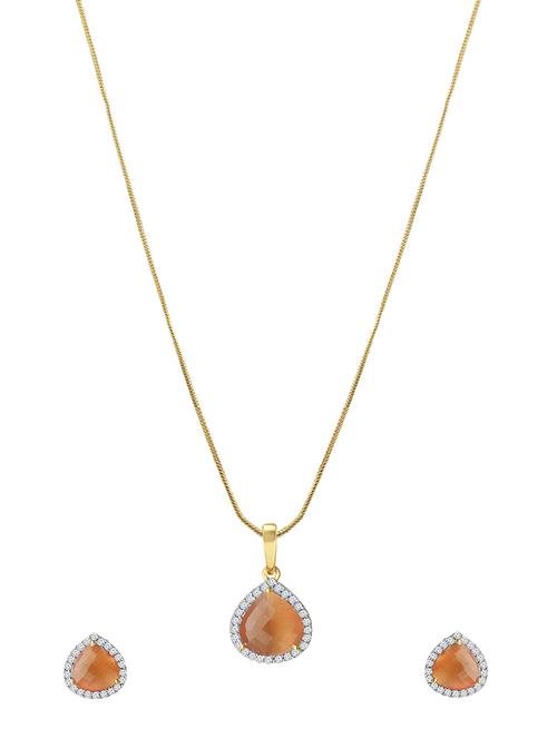 orange metal pendants and earring - 13854384 -  Standard Image - 0