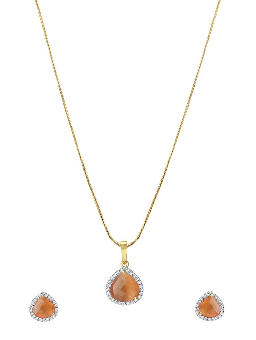 orange metal pendants and earring - 13854384 -  Zoom Image - 0