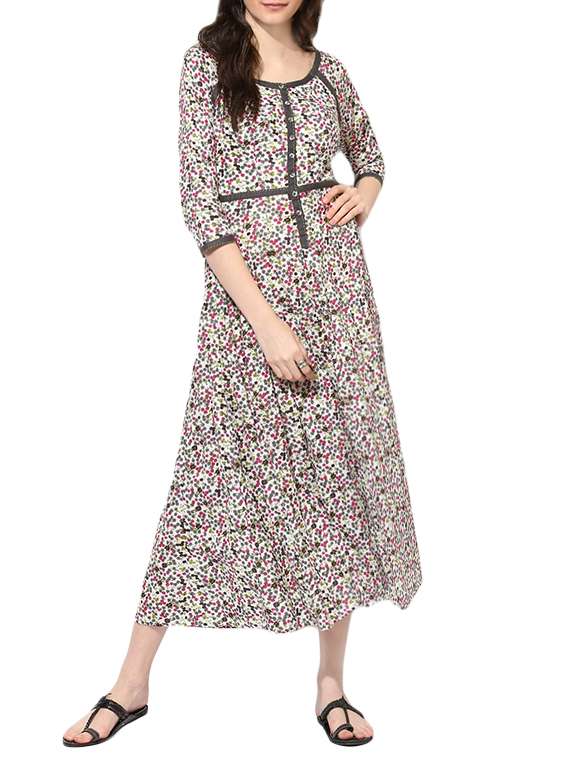 Indian Dobby multi colored cotton fit & flare dress