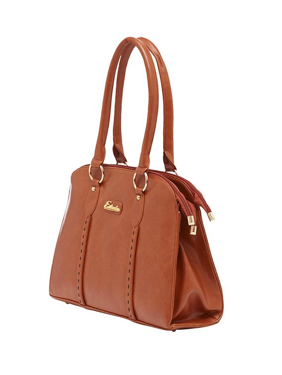 tan leatherette regular handbag - 13860103 - Standard Image - 3