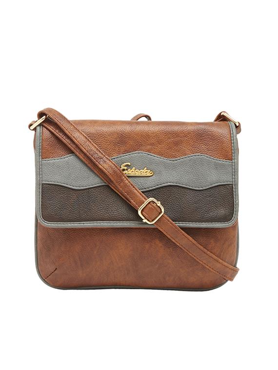 brown leatherette regular sling bag - 13860105 - Zoom Image - 0