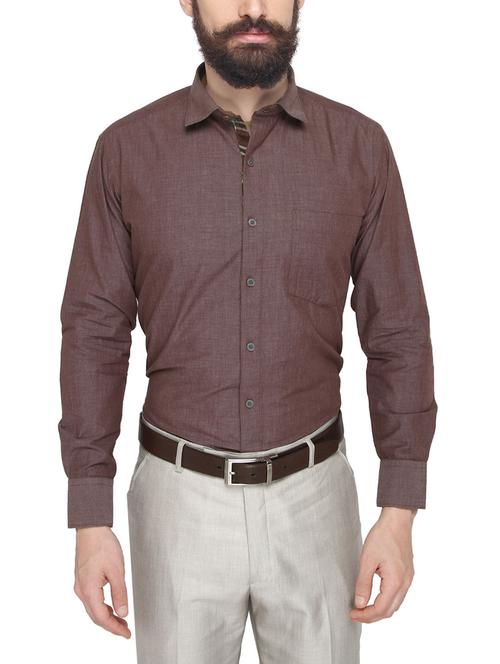 brown cotton formal shirt - 13860660 - Standard Image - 0