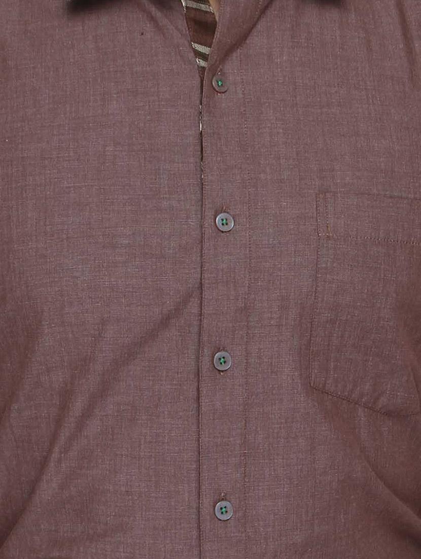 brown cotton formal shirt - 13860660 - Standard Image - 3