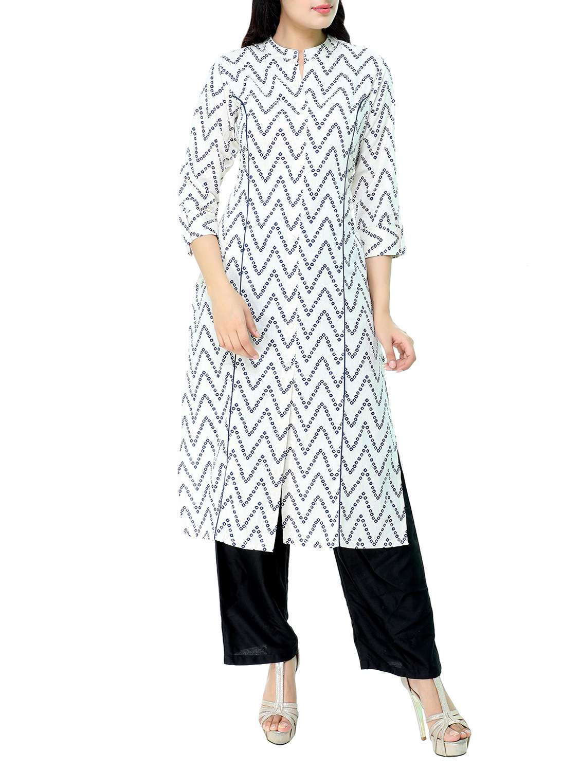 white cotton long kurta