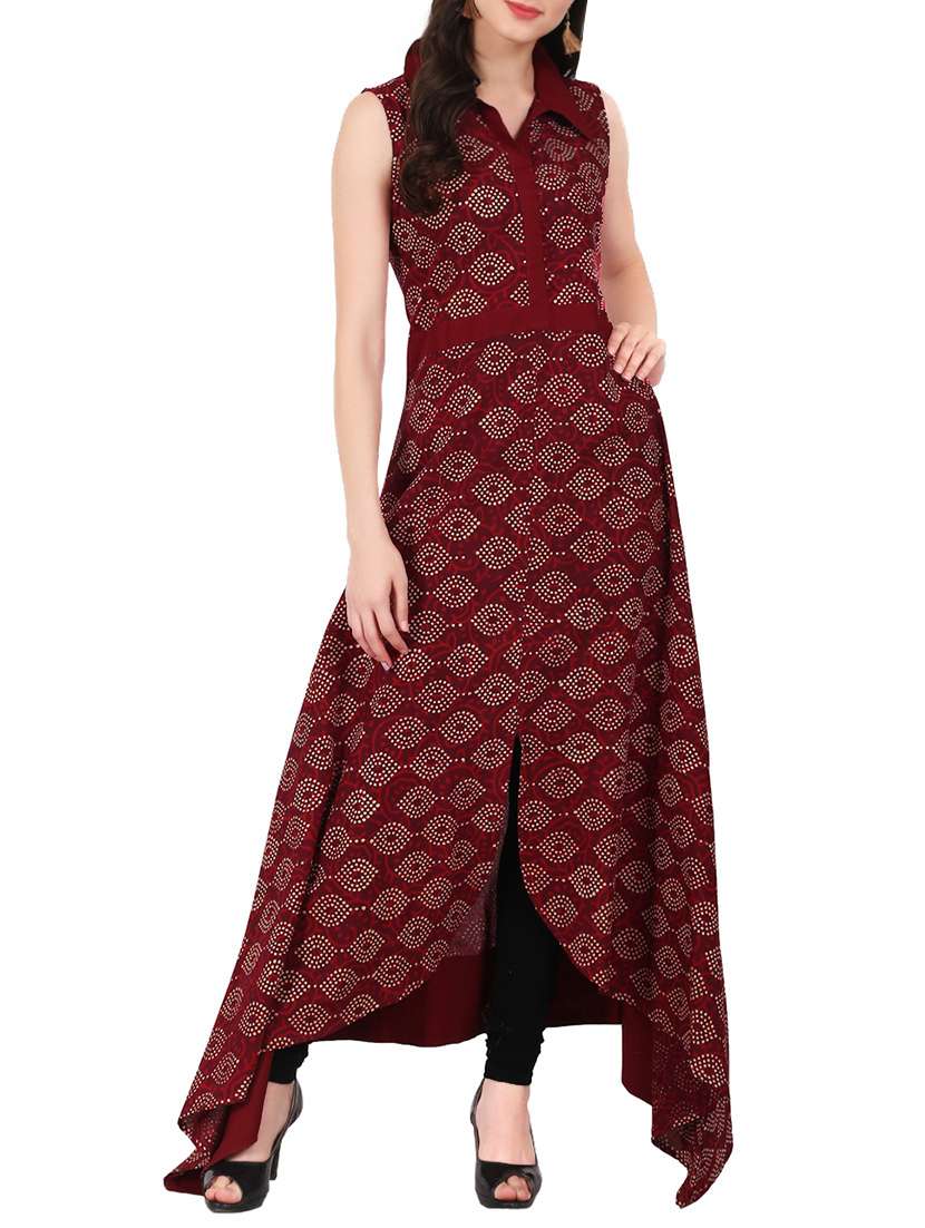 shirt collor high low kurta