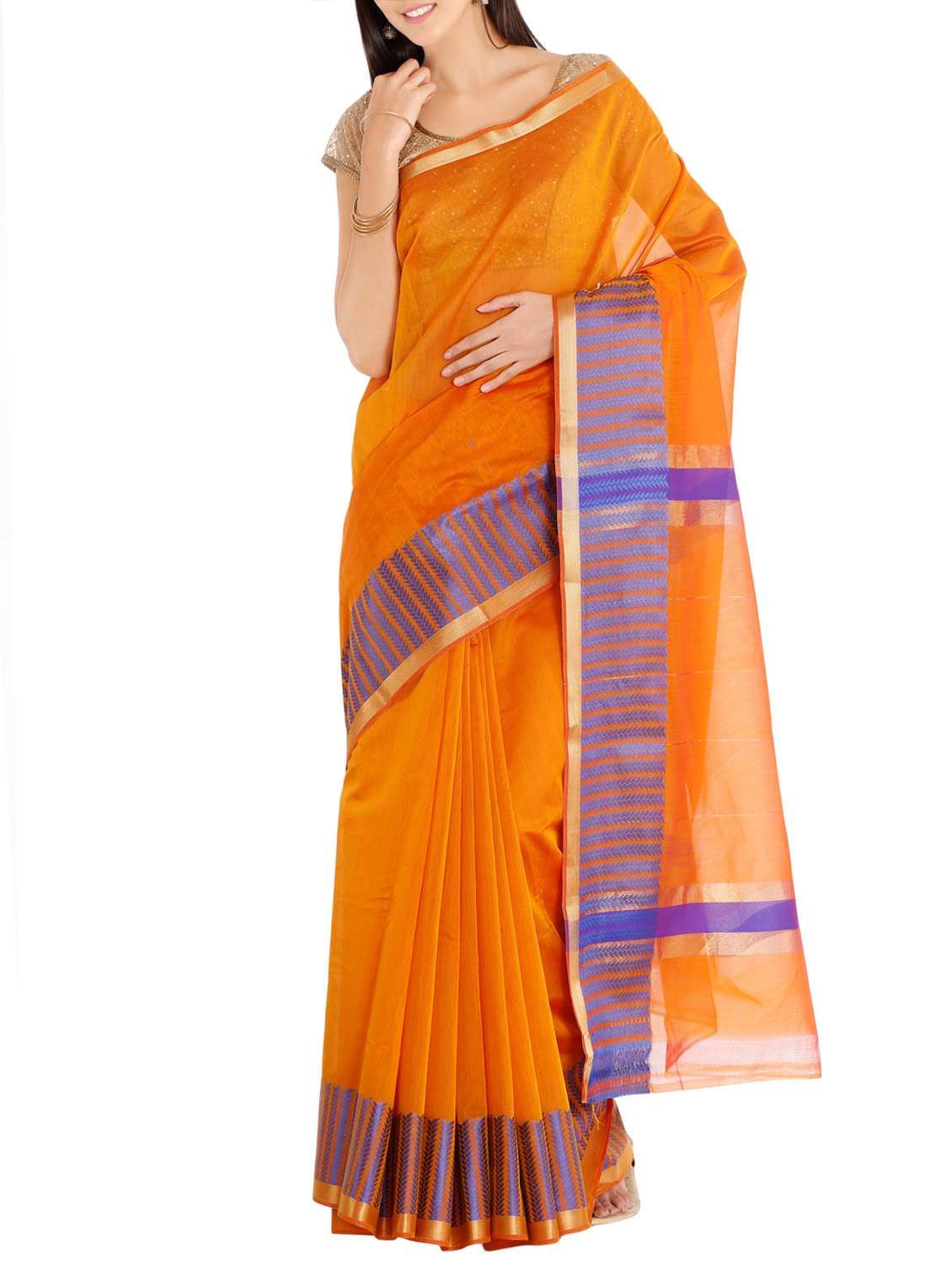 yellow bordered saree with blouse