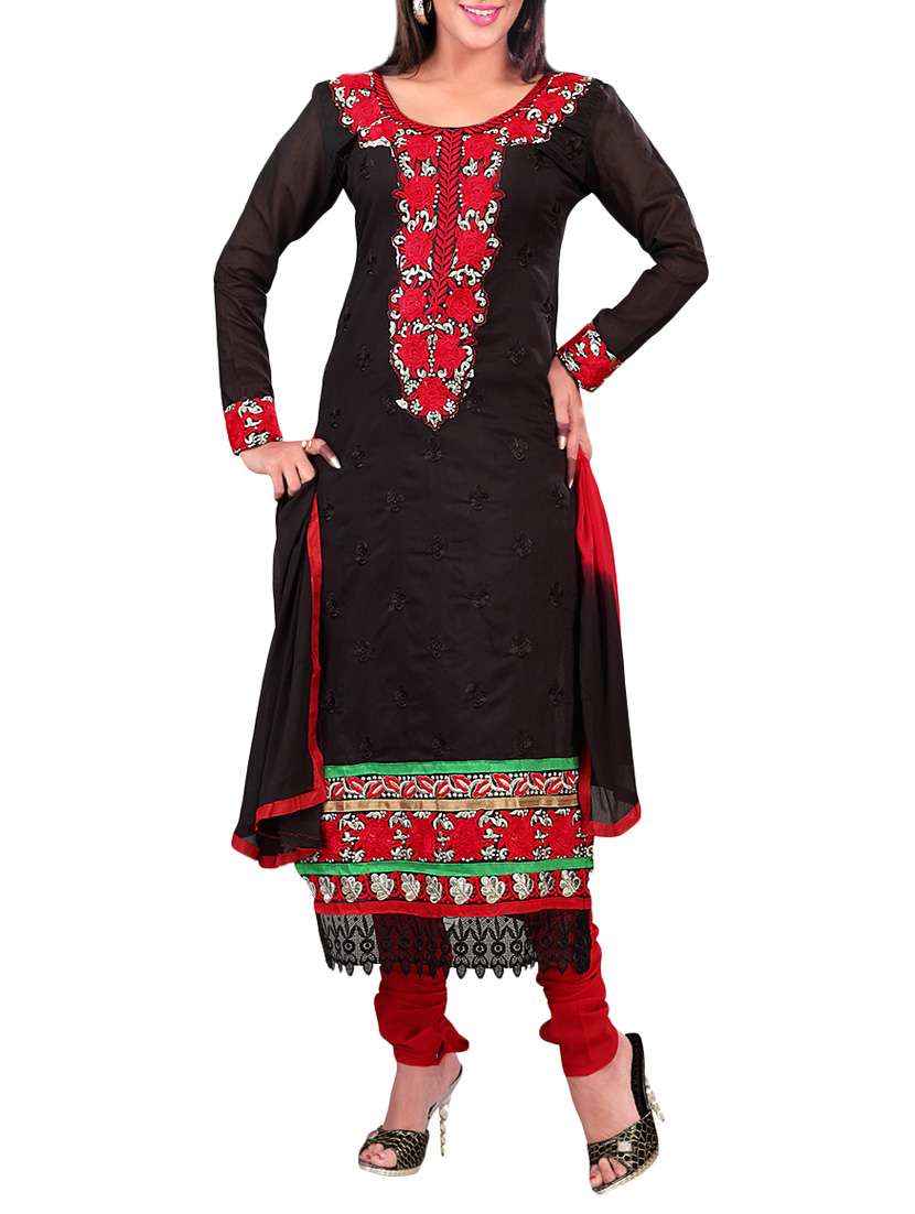 black chanderi cotton dress material