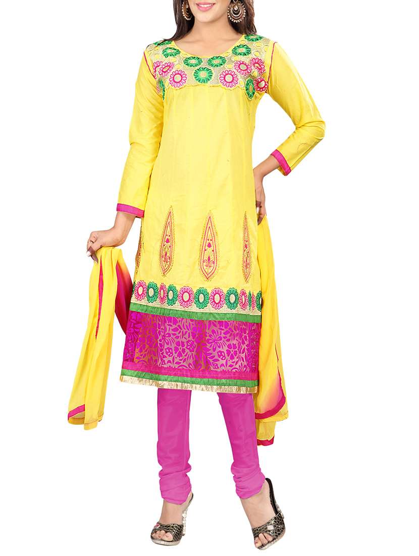 yellow cotton dress material