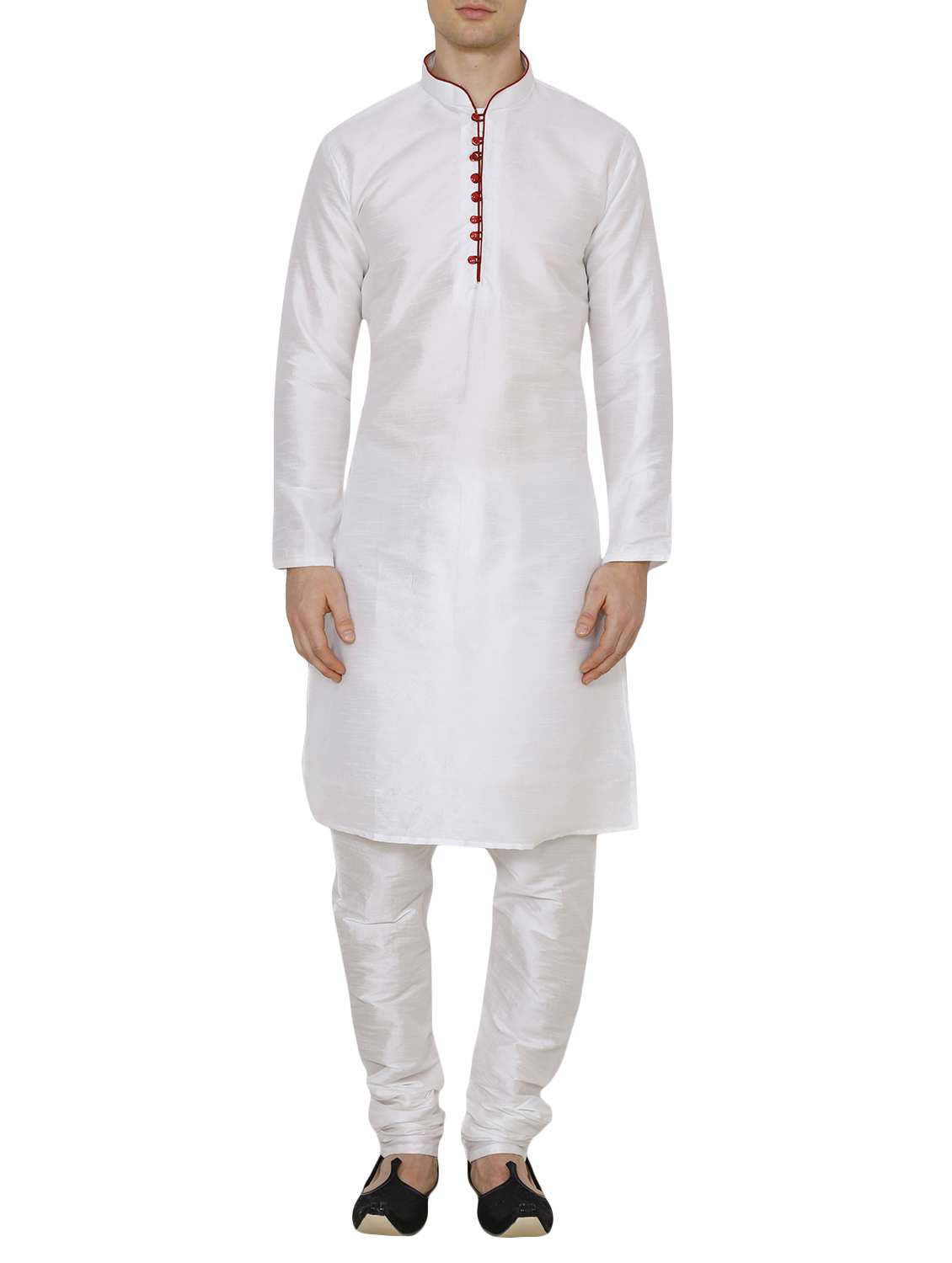 white silk blend kurta pyjama ethnic wear set