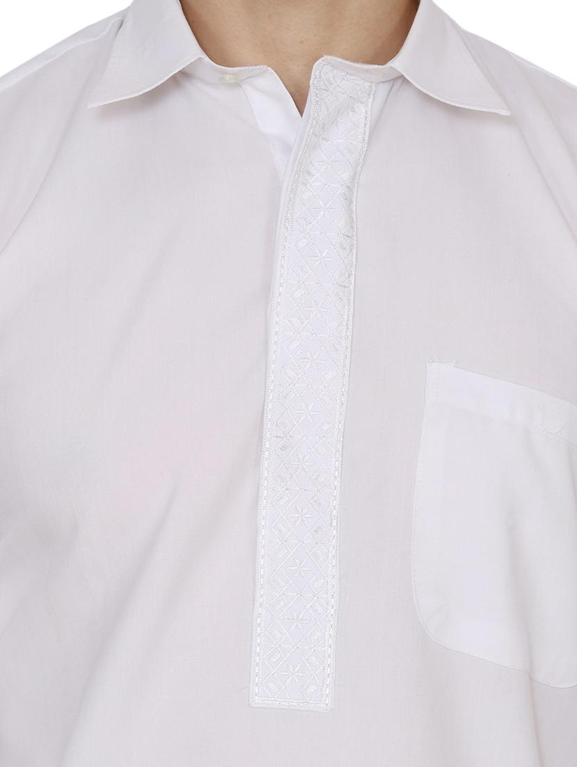 white cotton pathani set - 13882683 - Standard Image - 3