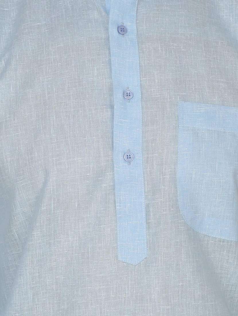 light blue cotton kurta pyjama set - 13882706 - Standard Image - 3