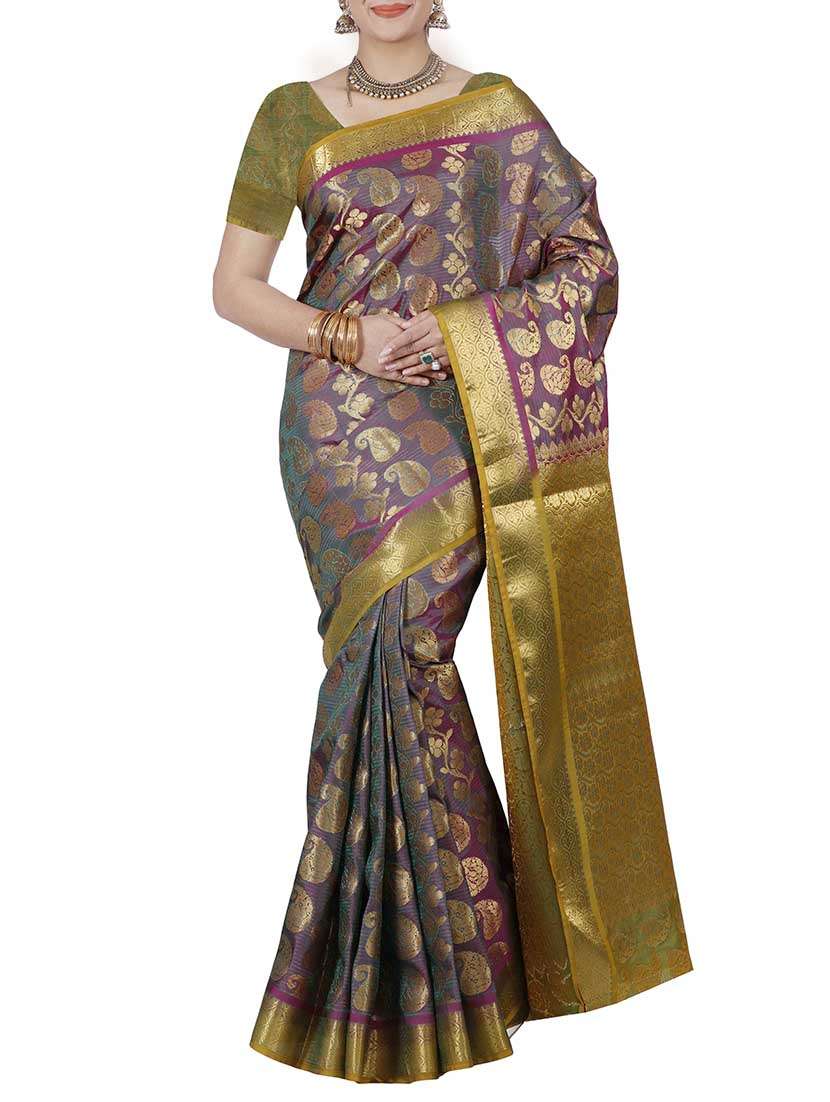 purple kanjivaram saree with blouse