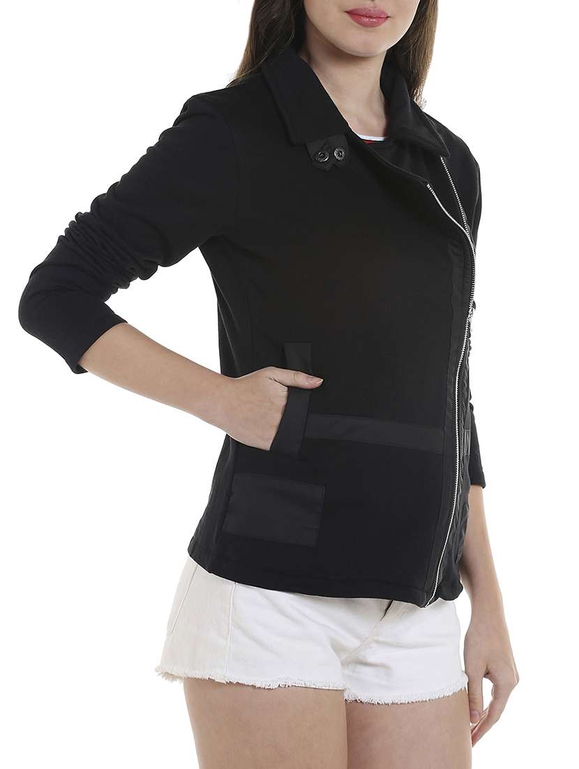 Solid Black Cotton Jacket