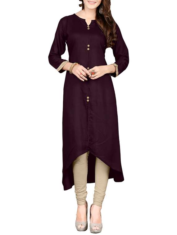purple rayon highlow kurta