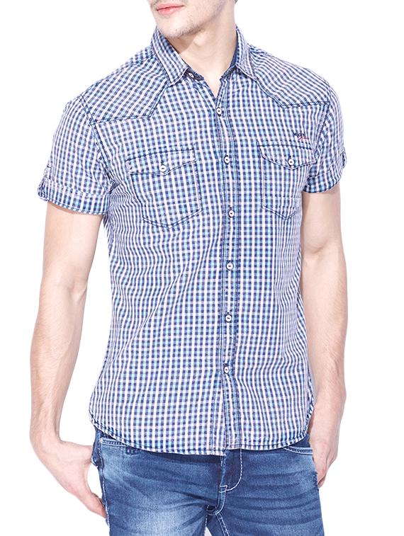 blue cotton casual shirt - 13900649 - Zoom Image - 0