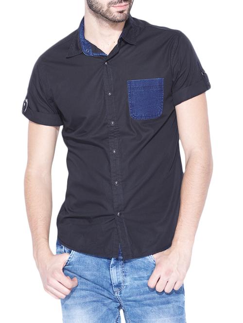 black cotton casual shirt - 13900678 - Standard Image - 0