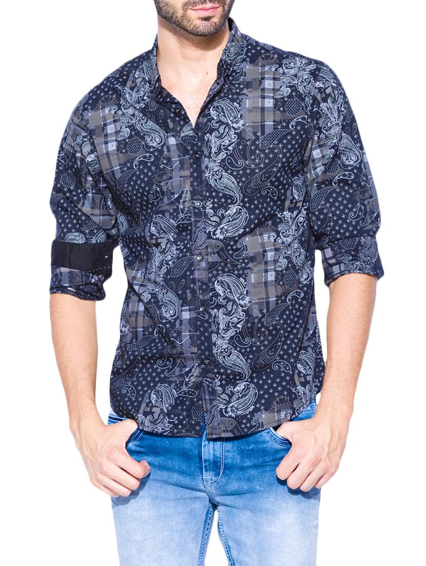 dark blue cotton casual shirt - 13900690 - Zoom Image - 0