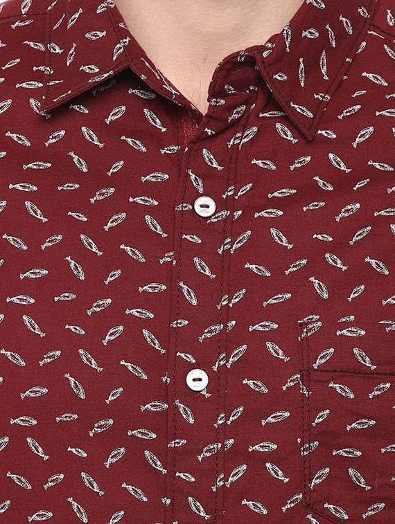 red cotton casual shirt - 13900742 - Standard Image - 3