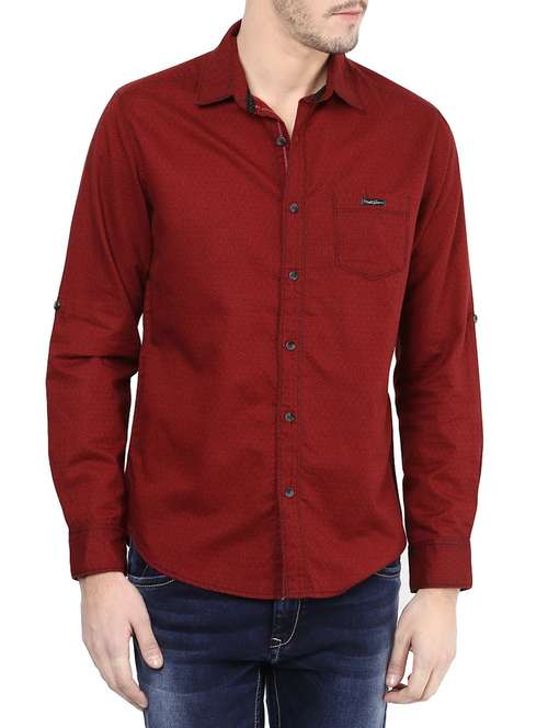 red cotton casual shirt - 13900749 - Standard Image - 0