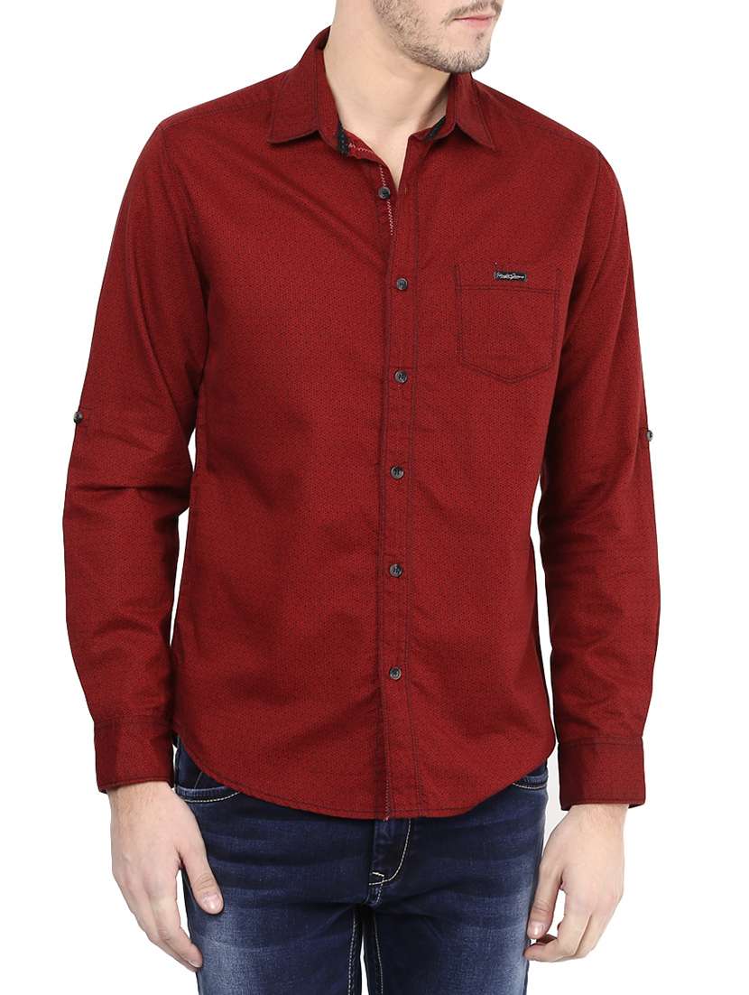 red cotton casual shirt - 13900749 - Zoom Image - 0