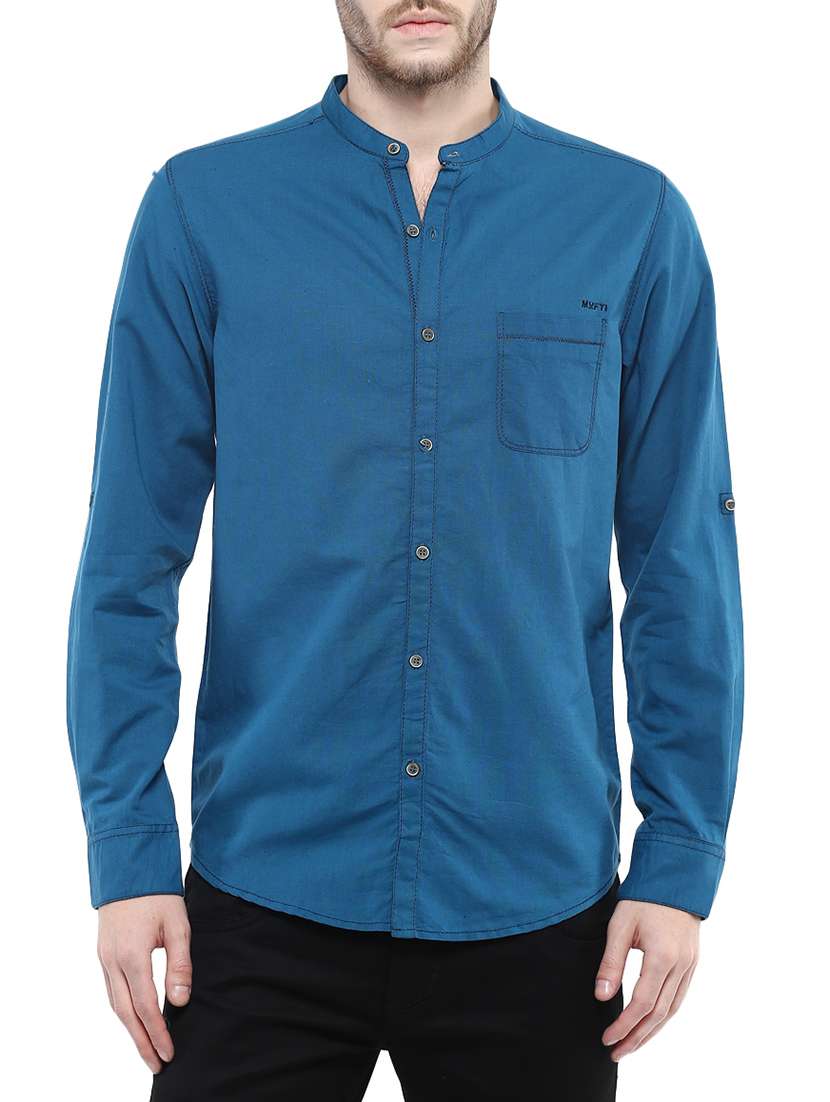 blue cotton casual shirt - 13900752 -  Zoom Image - 0