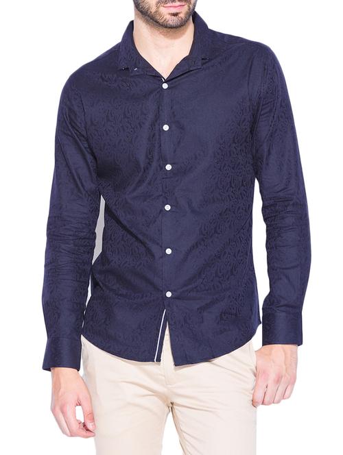 dark blue cotton casual shirt - 13900764 -  Standard Image - 0