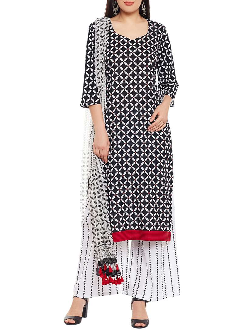 black cotton printed dress material