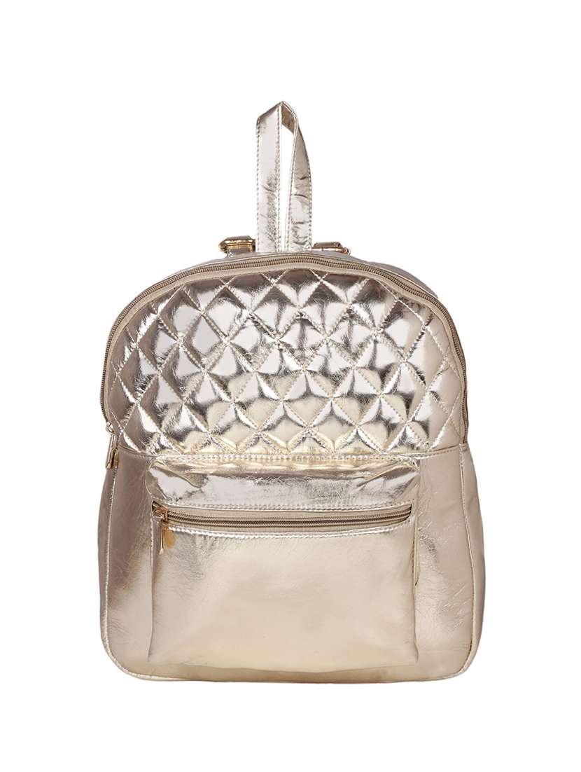 gold leatherette  fashion backpack