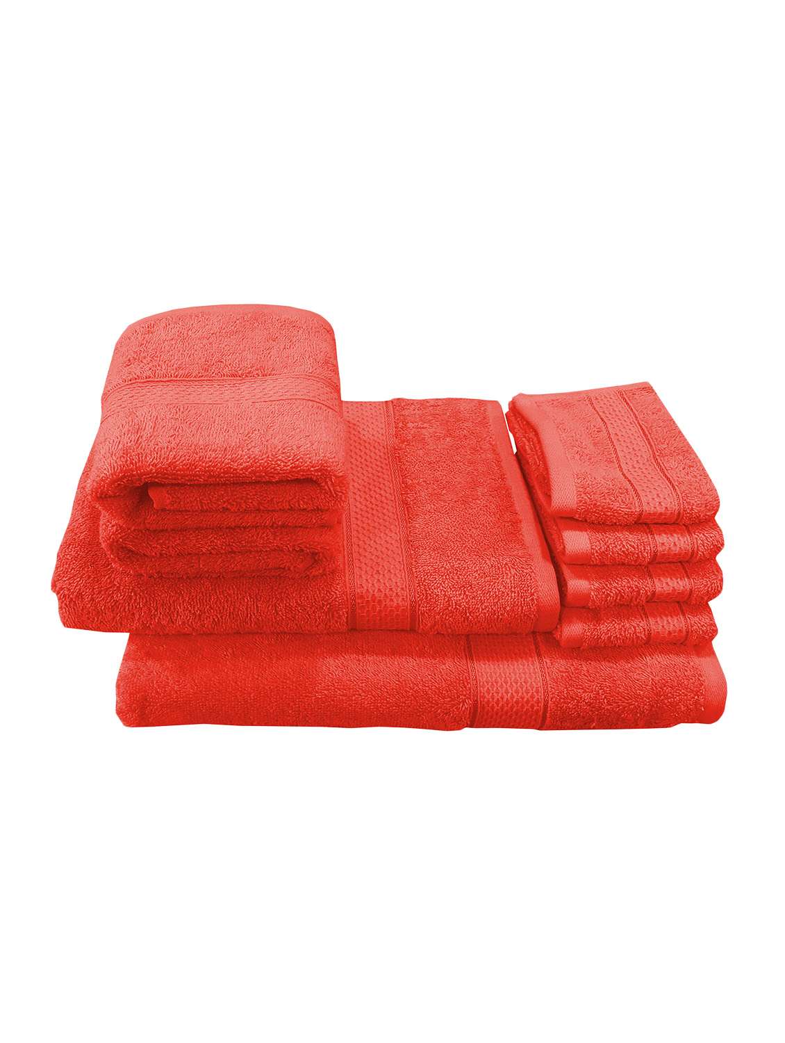 valtellina red family pack 8 piece cotton towels set