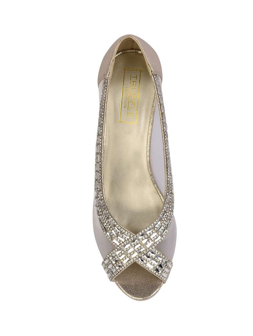 gold faux leather slip on sandals - 13904537 -  Standard Image - 3